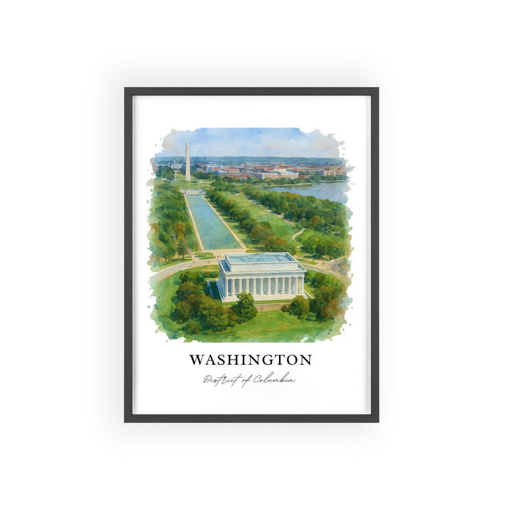Washington DC Art, Washington Dc Lake Print, Washington DC Watercolor Art, DC Gift, National Mall Print, Travel Poster, Housewarming Gift