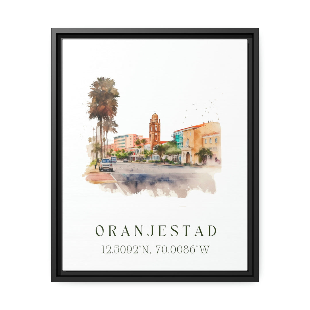 Oranjestad traditional travel art - Aruba, Oranjestad poster, Wedding gift, Birthday present, Custom Text, Personalised Gift