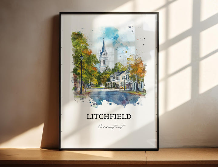 Litchfield CT Wall Art, Bantam CT Print, Connecticut Watercolor Art, Litchfield Gift, Travel Print, Travel Poster, Housewarming Gift