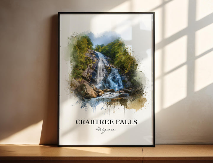 Crabtree Falls Wall Art, Crabtree Falls Print, Virginia Watercolor Art, Crabtree Falls Gift, Travel Print, Travel Poster, Housewarming Gift