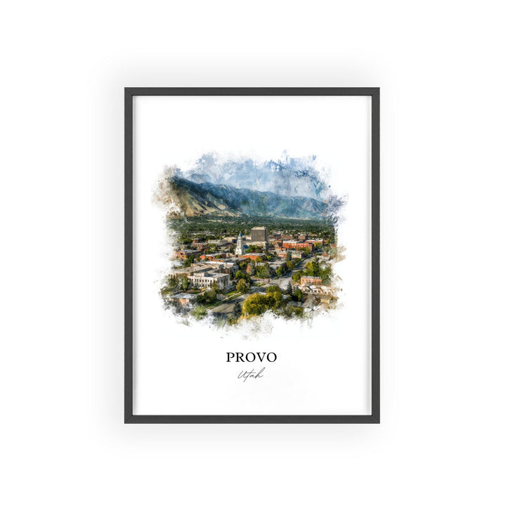 Provo Utah Wall Art, Provo Print, Utah Watercolor Art, Provo Utah Skyline Gift, Travel Print, Travel Poster, Housewarming Gift