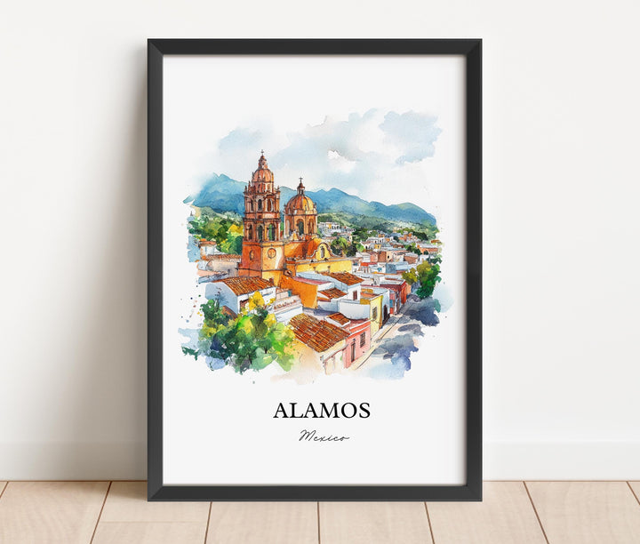 Alamos Mexico Wall Art, Alamos MX Print, Mexico Watercolor Art, Sonora Mexico Gift, Travel Print, Travel Poster, Housewarming Gift