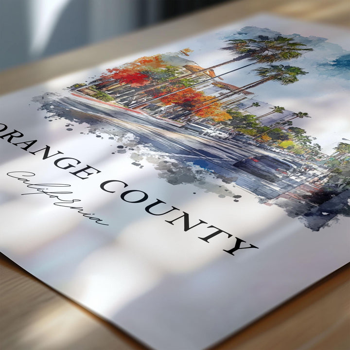 Orange County, California – Watercolor Art Print