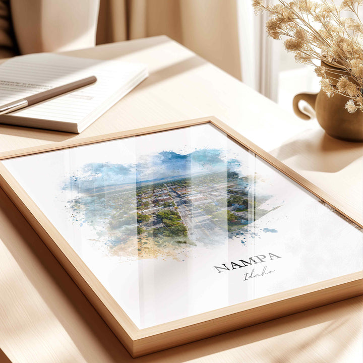 Nampa Idaho Wall Art, Nampa Print, Idaho Watercolor Art, Nampa Idaho Gift, Travel Print, Travel Poster, Housewarming Gift
