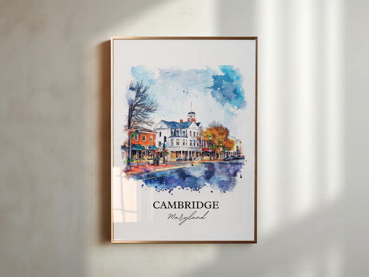 Cambridge MD Wall Art, Cambridge MD Print, Maryland Watercolor Art, Dorchester County Gift, Travel Print, Travel Poster, Housewarming Gift