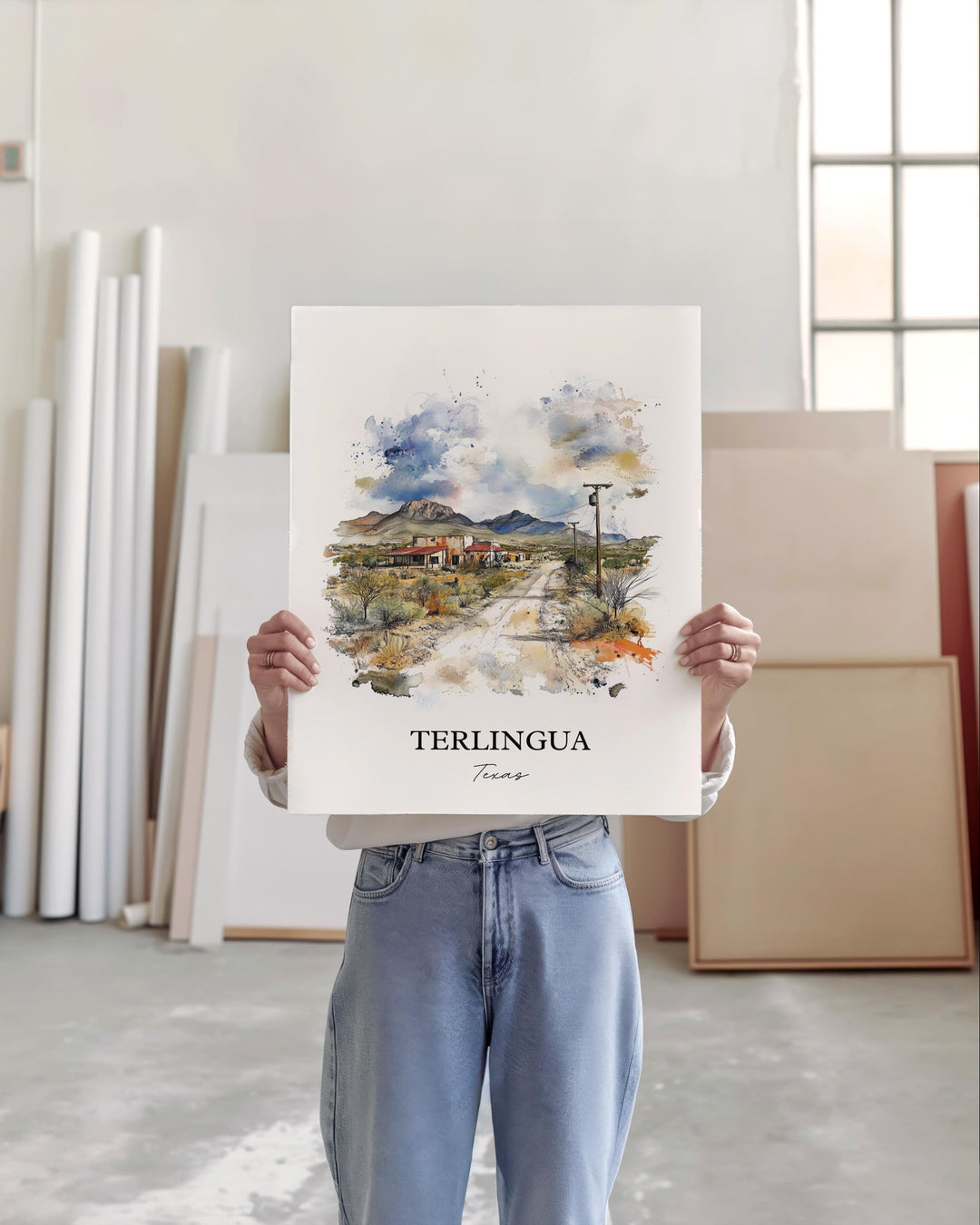 Terlingua TX Wall Art, Terlingua Print, Texas Watercolor Art, Terlingua Texas Gift, Travel Print, Travel Poster, Housewarming Gift