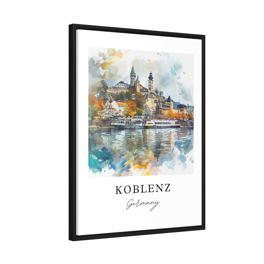 Koblenz Germany Art, Koblenz Print, Koblenz Watercolor Art, Rhine River Gift,