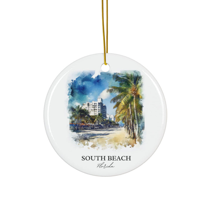 South Beach FL Ornament: Unique Miami Beach Souvenir, South Beach Xmas Decor, and Authentic Miami FL Gift