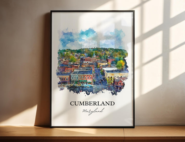Cumberland MD Wall Art, Allegany County Print, Maryland Watercolor, Cumberland Maryland Gift, Travel Print, Travel Poster, Housewarming Gift