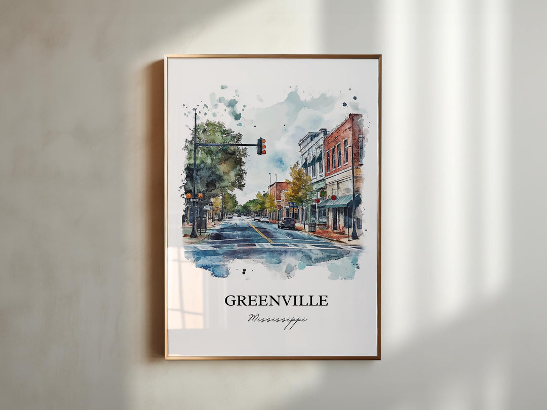 Greenville MS Art, Mississippi Delta Print, Mississippi Artwork, Greenville Mississippi Gift, Travel Print, Travel Poster, Housewarming Gift