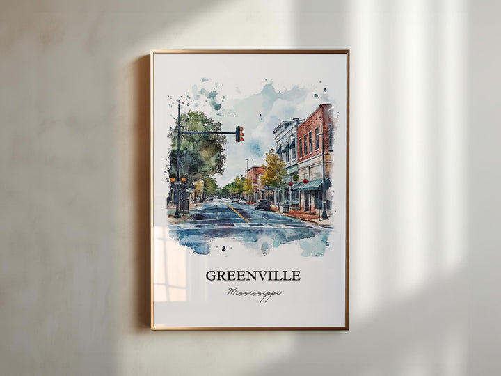 Greenville MS Art, Mississippi Delta Print, Mississippi Artwork, Greenville Mississippi Gift, Travel Print, Travel Poster, Housewarming Gift