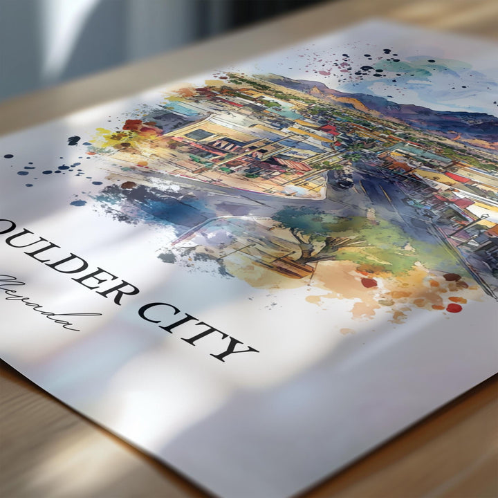 Boulder City NV Wall Art, Boulder City Nevada Print, Nevada Watercolor, Boulder City Gift, Travel Print, Travel Poster, Housewarming Gift