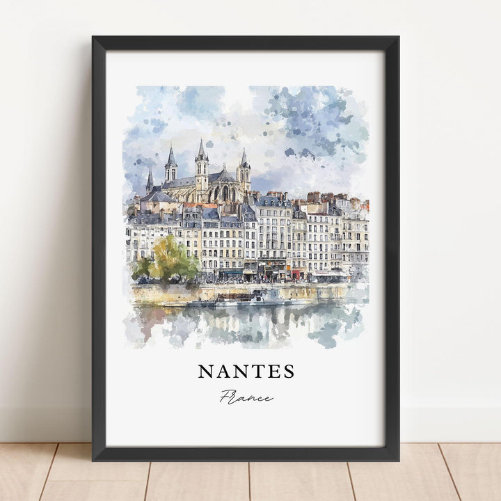 Nantes France Wall Art, Nantes Print, Nantes Watercolor Art, Nantes France Gift,