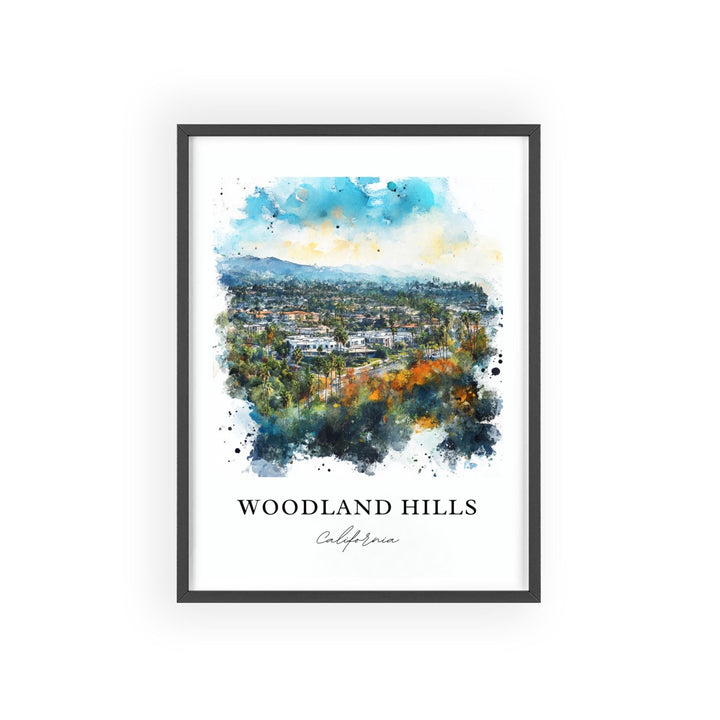 Woodland Hills Wall Art, Woodland Hills Print, LA Watercolor Art, Woodland Hills Gift, Travel Print, Travel Poster, Housewarming Gift