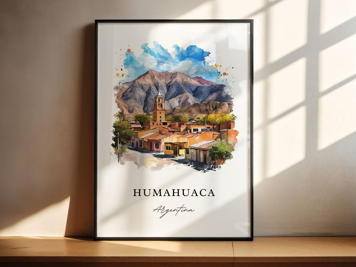 Humahuaca Wall Art, Humahuaca Argentina Print, Jujuy Watercolor Art, Jujuy Argentina Gift,