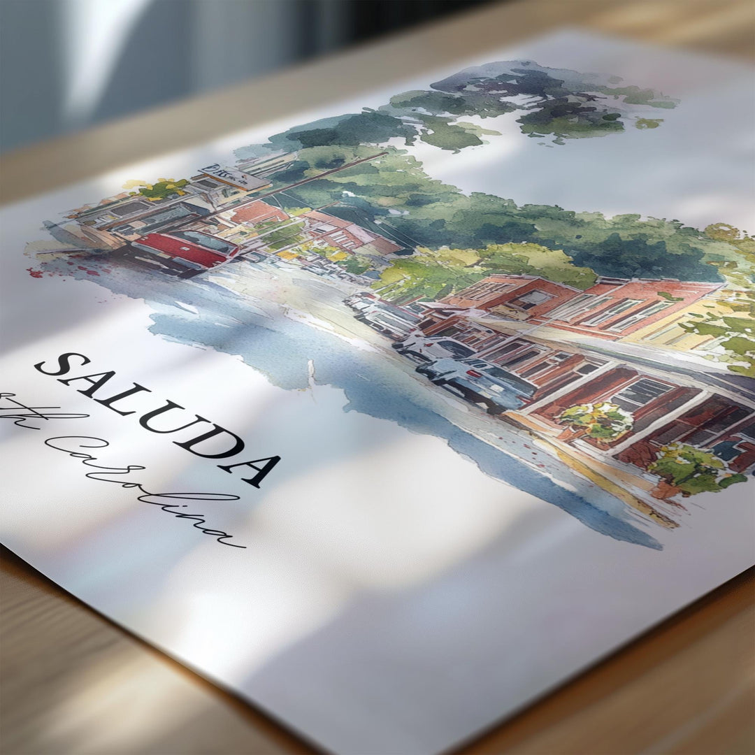 Saluda NC Wall Art, Polk County NC Print, North Carolina Watercolor Art, Saluda NC Gift, Travel Print, Travel Poster, Housewarming Gift