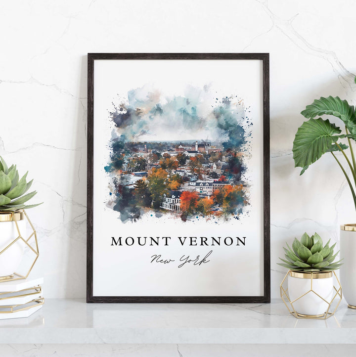 Mount Vernon NY wall art - New York, Mount Vernon print, Mt Vernon Wedding gift, Birthday present, Custom Text, Perfect Gift