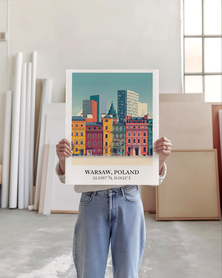 Warsaw Art, Warsaw Retro Travel Art, Warsaw Home Decor, Warsaw Gift, Warsaw Poland Travel Art, Travel Prints, Housewarming Gift