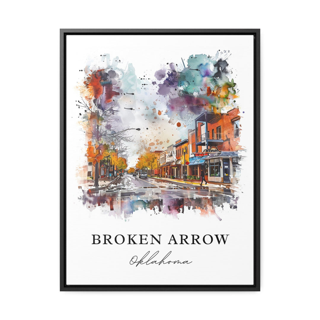 Broken Arrow OK Wall Art, Broken Arrow  Print, Oklahoma Watercolor, Tulsa OK Gift, Travel Poster, Housewarming Gift