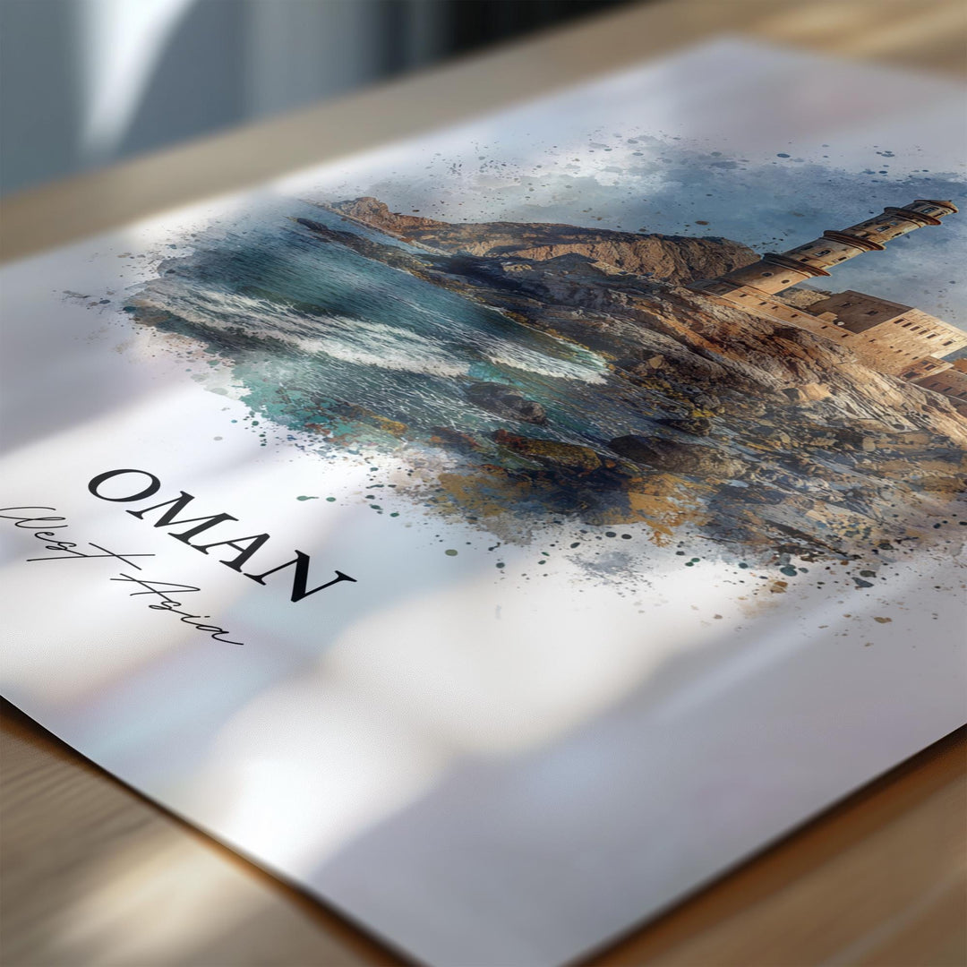 Oman Wall Art, Oman Print, Oman Watercolor Art, Oman Country Gift, Travel Print, Travel Poster, Housewarming Gift