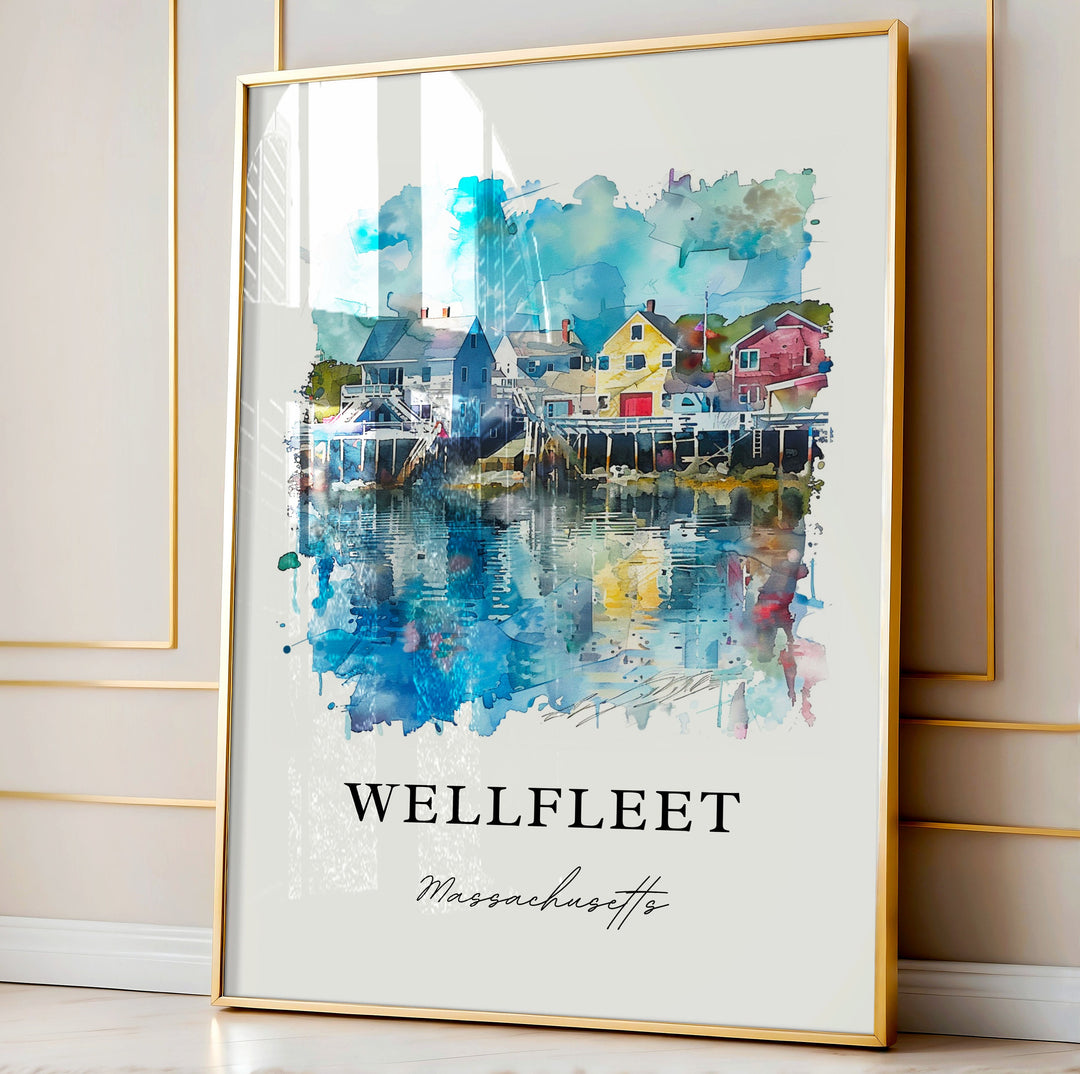 Wellfleet MA Wall Art, Cape Cod MA Print, Wellfleet Watercolor, Wellfleet Gift, Travel Poster, Housewarming Gift