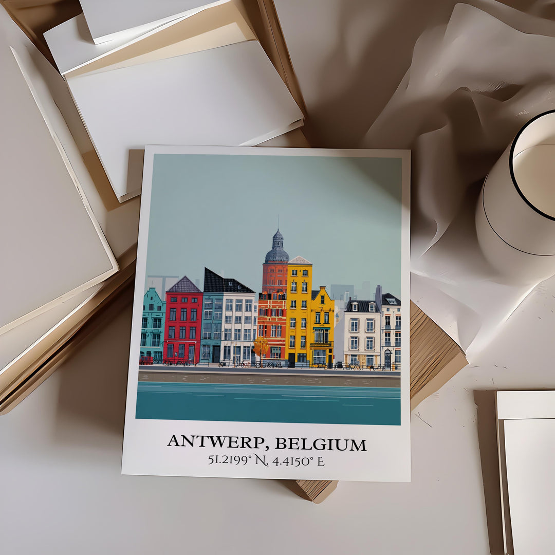 Antwerp Art, Antwerp Retro Travel Art, Antwerp Home Decor, Antwerp Gift, Belgium Travel Art, Travel Prints, Housewarming Gift