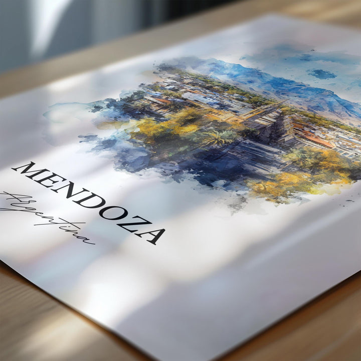 Mendoza Argentina Wall Art, Mendoza Print, Argentina Watercolor Art, Mendoza Gift, Travel Print, Travel Poster, Housewarming Gift