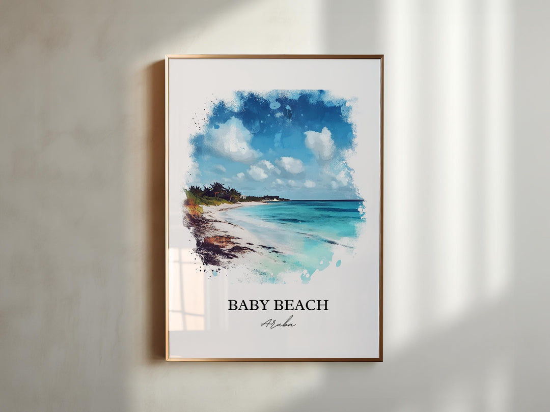 Baby Beach Aruba Art, San Nicolas Print, Aruba Watercolor Art, Baby Beach Gift, Travel Print, Travel Poster, Housewarming Gift