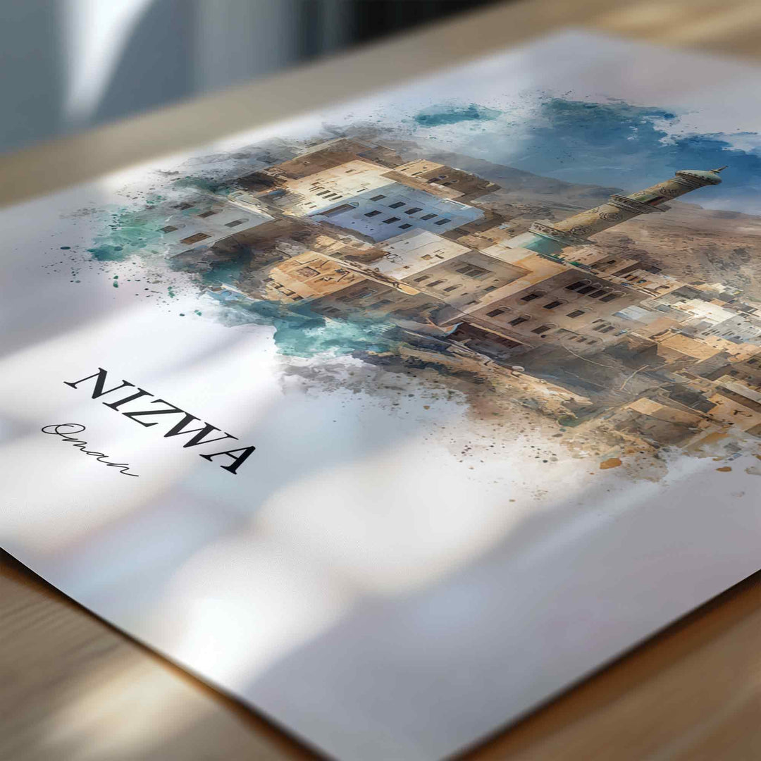 Nizwa, Oman – Watercolor Art Print