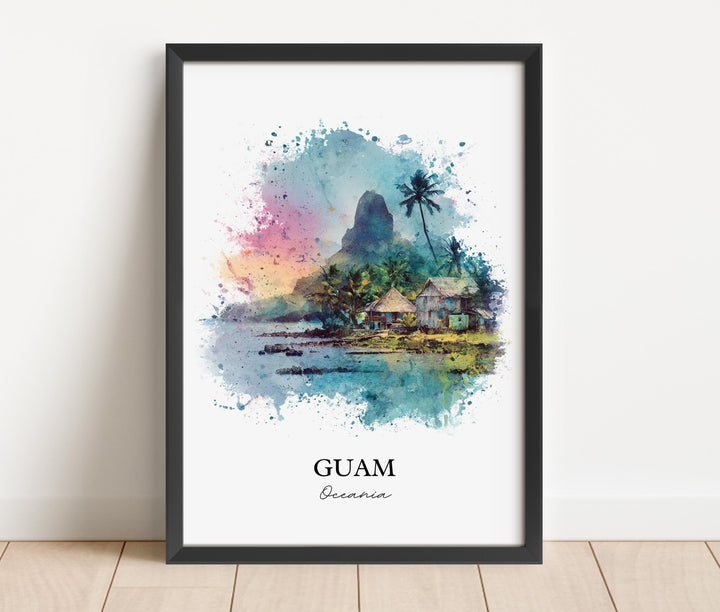 Guam Wall Art, Guam Print, Guam Watercolor Art, Guam Gift, Travel Print, Travel Poster, Housewarming Gift