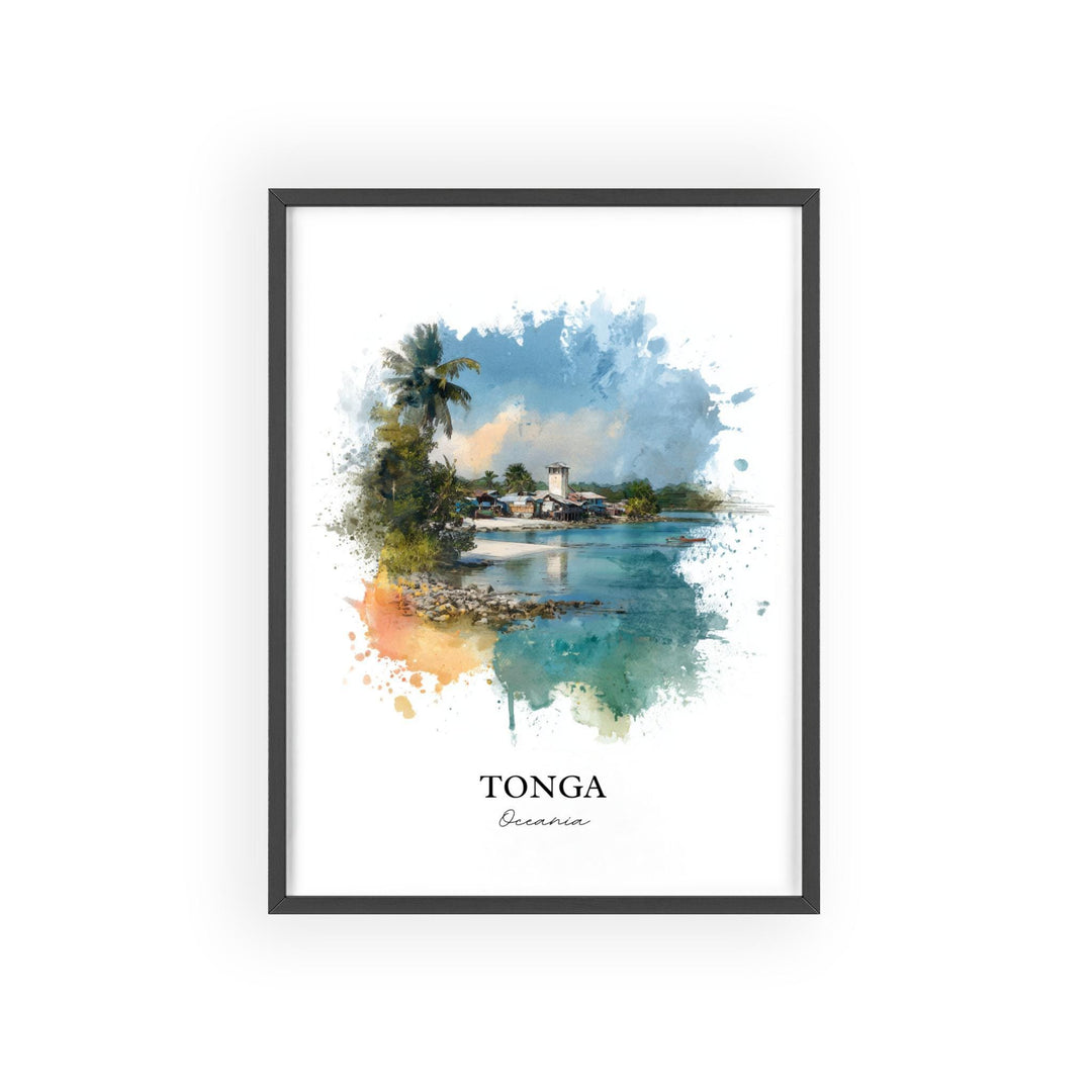 Tonga Wall Art, Tonga Print, Tonga Island Watercolor Art, Tonga Gift, Travel Print, Travel Poster, Housewarming Gift