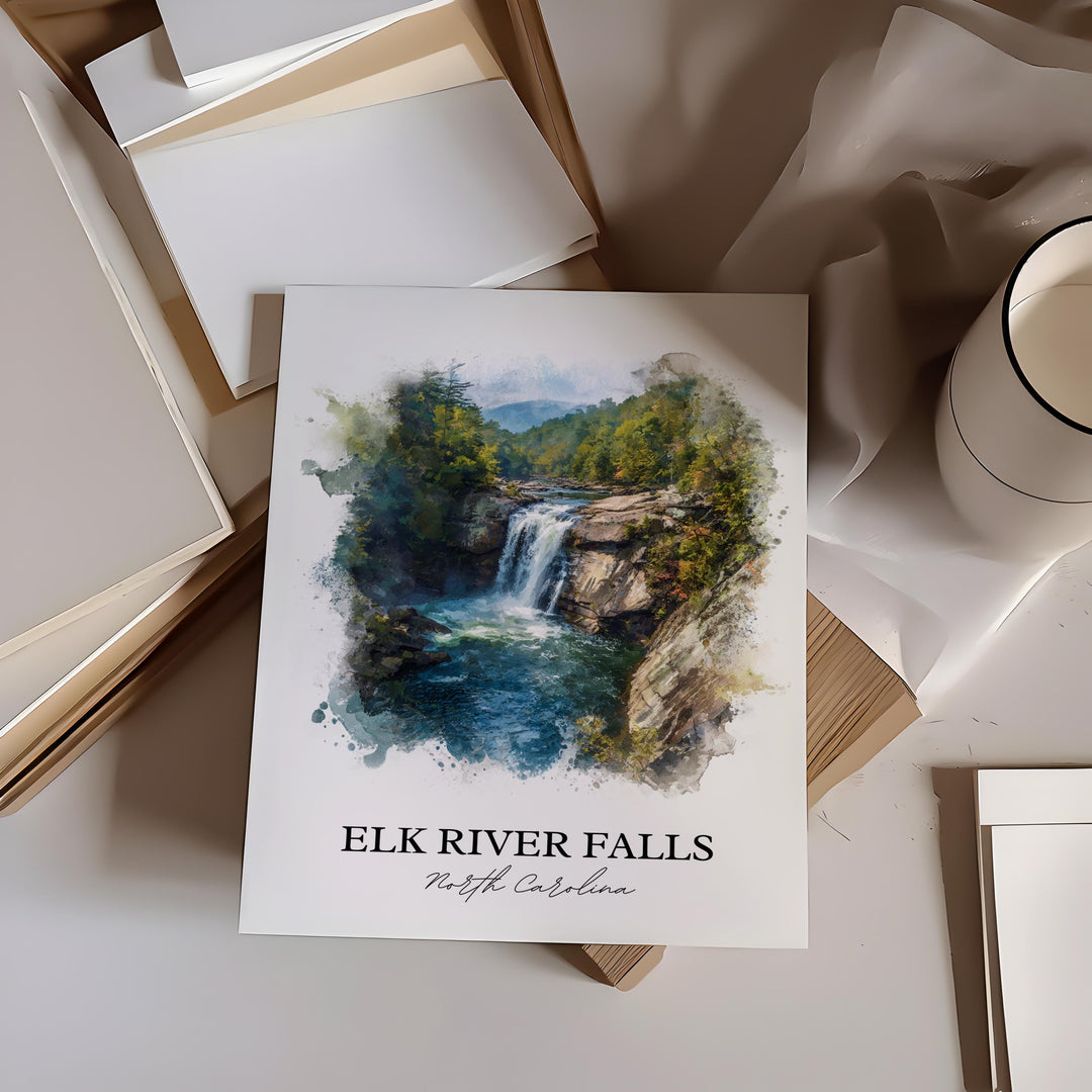 Elk River Falls Wall Art, Avery County Print, North Carolina Artwork, Elk River Falls Gift, Travel Print, Travel Poster, Housewarming Gift