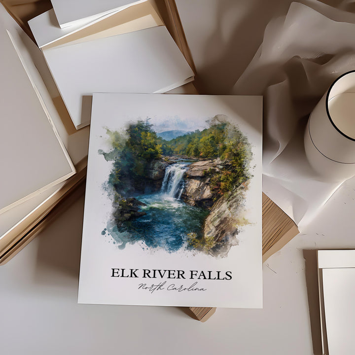Elk River Falls Wall Art, Avery County Print, North Carolina Artwork, Elk River Falls Gift, Travel Print, Travel Poster, Housewarming Gift