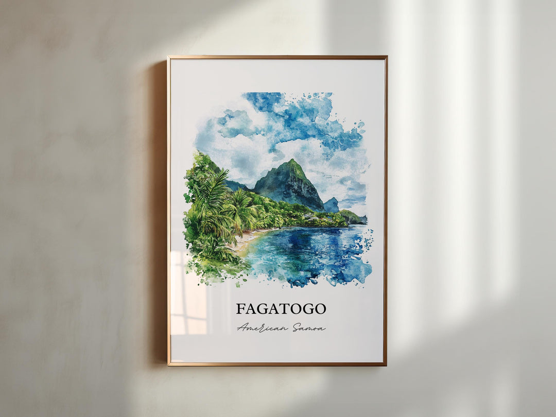 Fagatogo Wall Art, Pago Pago Print, American Samoa Watercolor Art, Fagatogo Gift, Travel Print, Travel Poster, Housewarming Gift