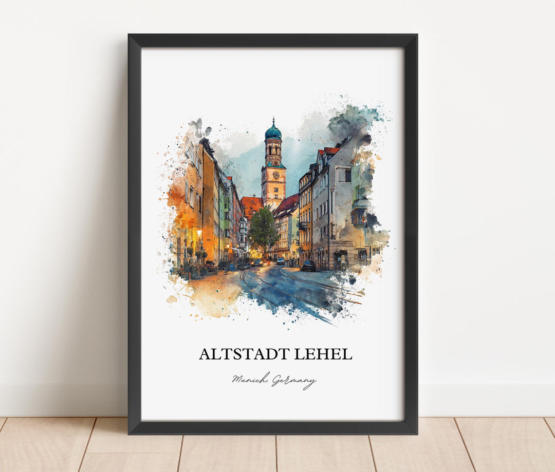 Altstadt Lehel Wall Art, Munich Print, Munich Watercolor Art, Munich Germany Gift, Altstadt Lehel Print, Travel Poster, Housewarming Gift