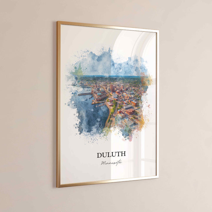 Duluth MN Wall Art, Duluth Print, Minnesota Watercolor Art, Duluth Minnesota Gift, Travel Print, Travel Poster, Housewarming Gift