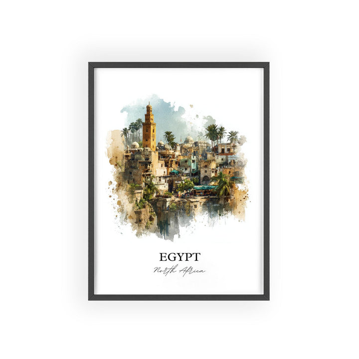 Egypt Wall Art, Egypt Print, North Africa Watercolor Art, Egypt Gift, Travel Print, Travel Poster, Housewarming Gift