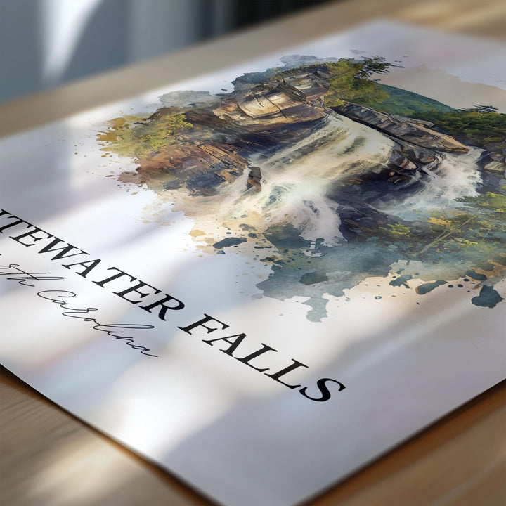 Whitewater Falls Wall Art, Cashiers NC Print, North Carolina Artwork, Whitewater Falls Gift, Travel Print, Travel Poster, Housewarming Gift