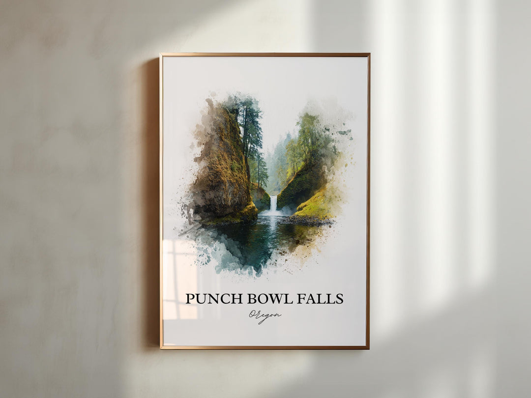 Punch Bowl Falls Wall Art, Columbia River Gorge Print, Oregon Art, Punch Bowl Falls Gift, Travel Print, Travel Poster, Housewarming Gift