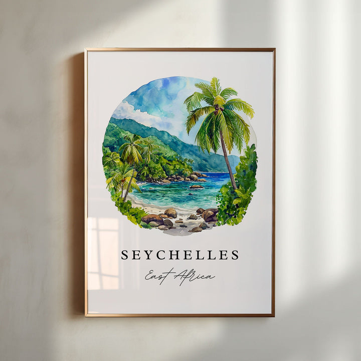 Seychelles wall art - East Africa, Seychelles print, Seychelles Wedding gift, Birthday present, Custom Text, Perfect Gift