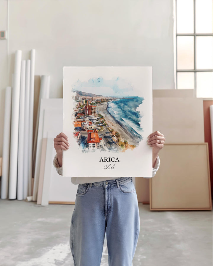 Arica Chile Wall Art, Northern Chile Print, Chile Watercolor Art, Arica Chile Gift, Travel Print, Travel Poster, Housewarming Gift