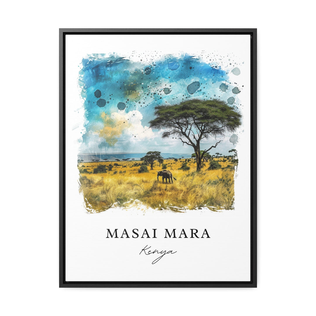 Masai Mara Wall Art, Masai Mara Kenya Print, Kenya Watercolor, Kenya Travel Gift,