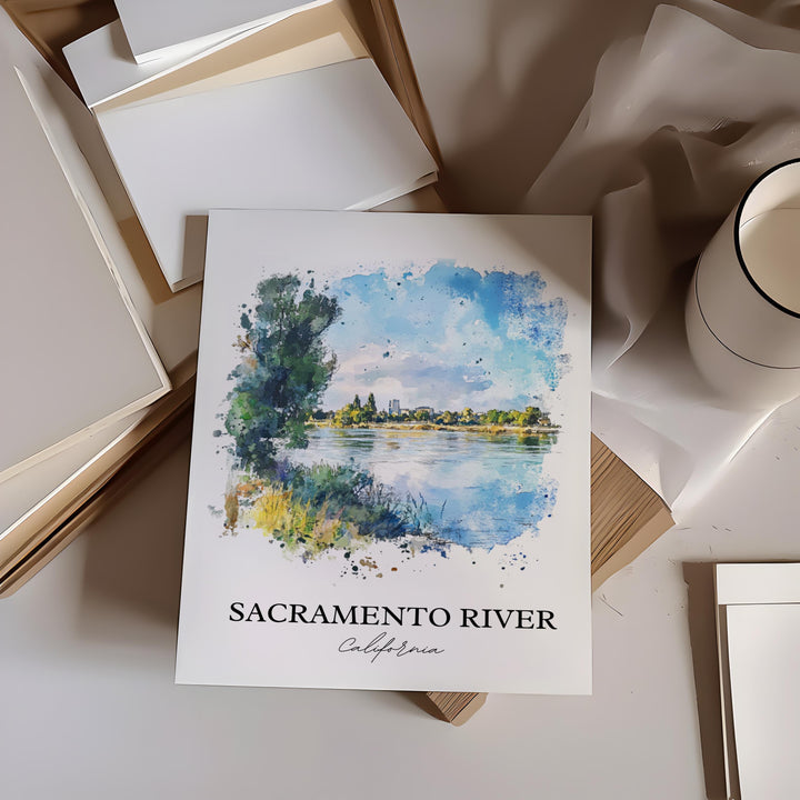 Sacramento River Wall Art, Sacramento Print, California Artwork, Sacramento River Gift, Travel Print, Travel Poster, Housewarming Gift