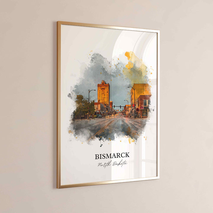 Bismarck, North Dakota Wall Art, Bismarck Print, Bismarck Watercolor Art, North Dakota Gift, Travel Print, Travel Poster, Housewarming Gift