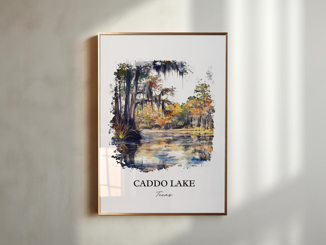 Caddo Lake Wall Art, Caddo Lake Print, Texas Watercolor Art, Caddo Lake Gift, Travel Print, Travel Poster, Housewarming Gift