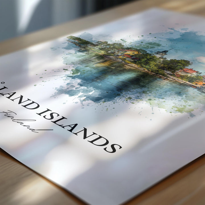 Aland Islands Wall Art, Aland Islands Print, Finland Watercolor Art, Aland Islands Gift, Travel Print, Travel Poster, Housewarming Gift