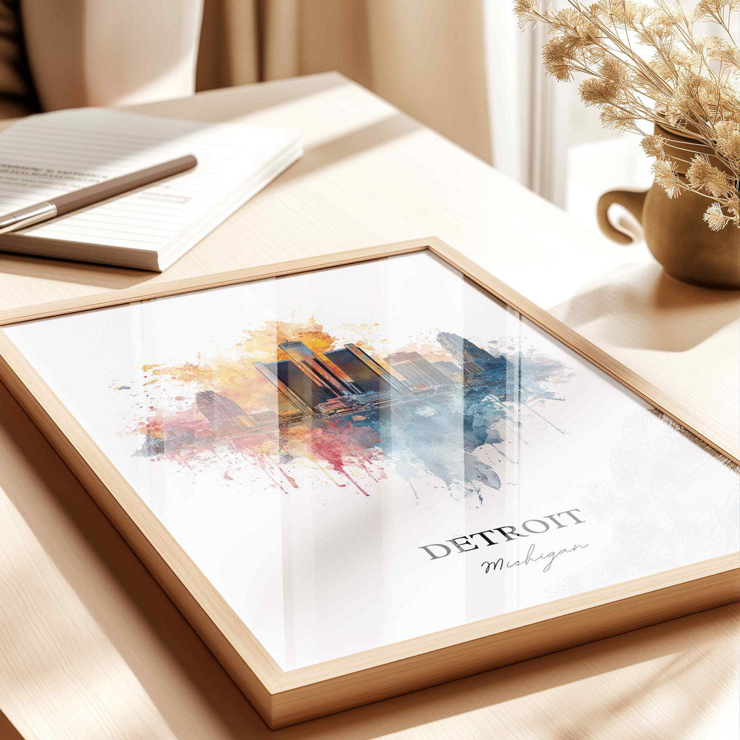 Detroit, MI – Watercolor Art Print