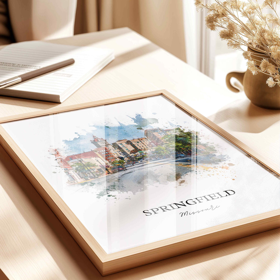 Springfield, Missouri Wall Art, Springfield Print, Missouri Watercolor Art, Missouri Gift, Travel Print, Travel Poster, Housewarming Gift