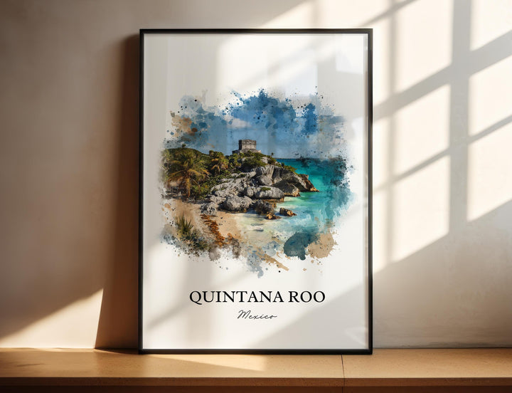 Quintana Roo Wall Art, Quintana Roo Print, Mexico Watercolor Art, Quintana Roo Gift, Mexico Travel Print, Travel Poster, Housewarming Gift