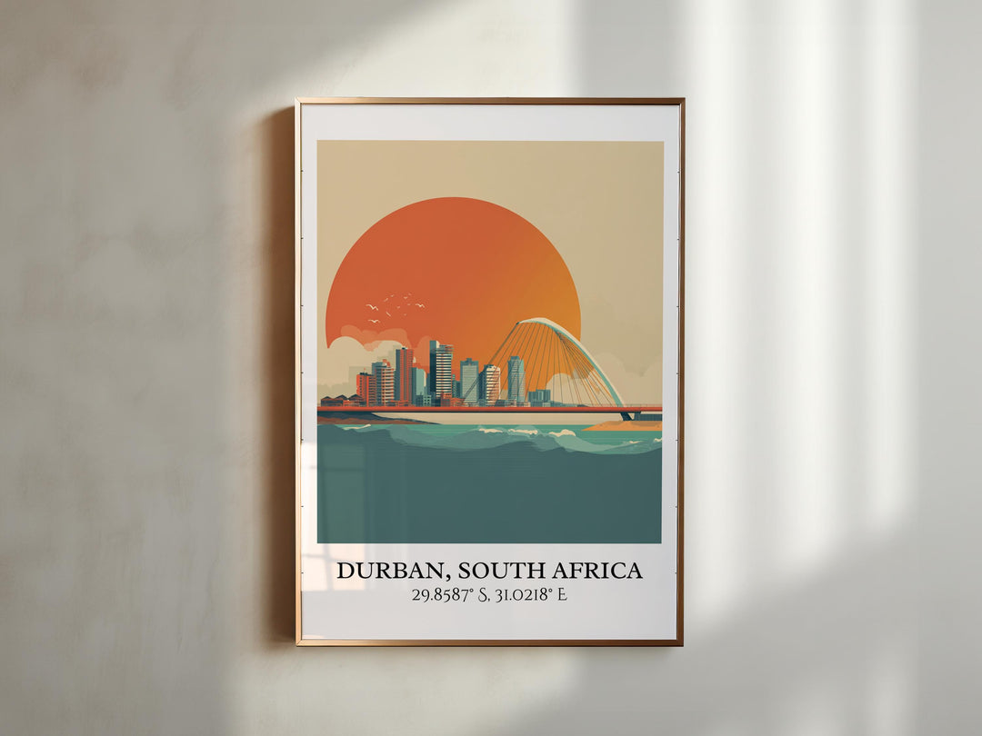 Durban Art, Durban Retro Travel Art, South Africa Home Decor, South Africa Gift, South Africa Travel Art, Travel Prints, Housewarming Gift